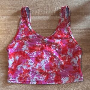 Fleo Wrap Crop Tank Fitted | Heather Watermelon Wave | Size Large